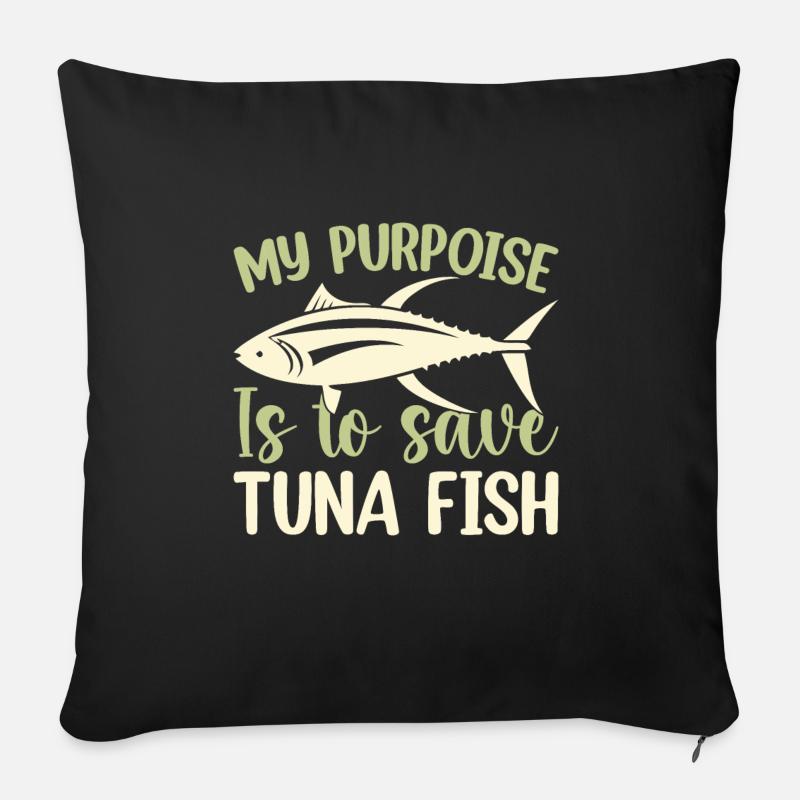 Salade de thon Big Eyes - Housse de coussin décorative 45 x 45 cm - noir