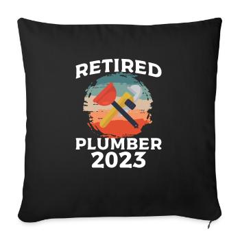 Plombier à la retraite 2023 Plombiers plombiers de plomberie de retraite - Housse de coussin décorative 45 x 45 cm - noir - Devant