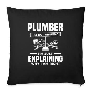 plombier Je ne discute pas, j’explique simplement pourquoi je - Housse de coussin décorative 45 x 45 cm - noir - Devant