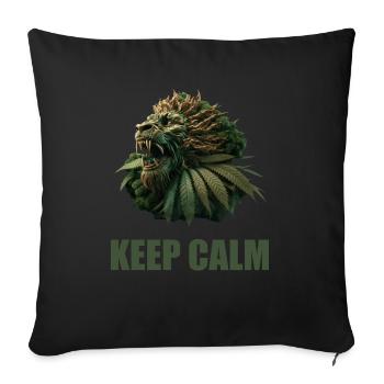 Keep Calm Lion plante de cannabis - Housse de coussin décorative 45 x 45 cm - noir - Devant
