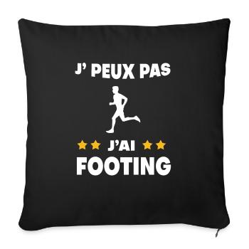 Je peux pas j'ai footing cadeau coureur - Housse de coussin décorative 45 x 45 cm - noir - Devant