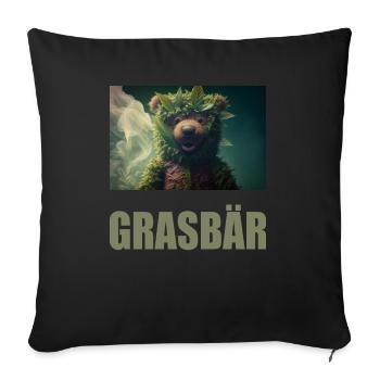 Grasbär Cannabis Weed Hanf Bär - Sofakissenbezug 45 x 45 cm - Schwarz - Vorne