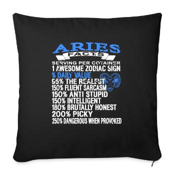 Aries Facts Per Serving Retro Funny Astrology - Sofakissenbezug 45 x 45 cm - Schwarz - Vorne