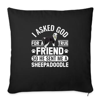 Sheepadoodle Doodle Dog - Housse de coussin décorative 45 x 45 cm - noir - Devant