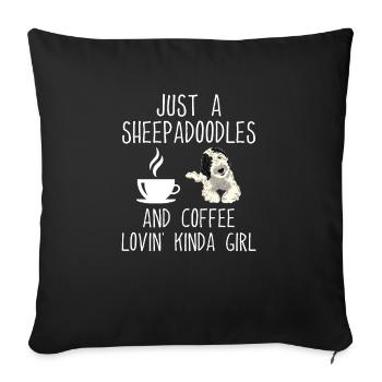 Sheepadoodle Doodle Dog - Housse de coussin décorative 45 x 45 cm - noir - Devant