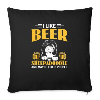 Sheepadoodle Doodle Dog - Housse de coussin décorative 45 x 45 cm - noir - Devant