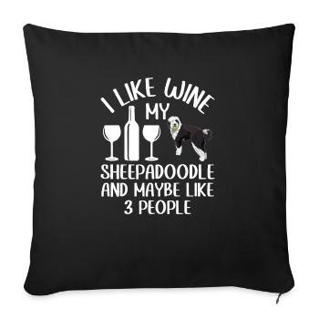 Sheepadoodle Doodle Dog - Housse de coussin décorative 45 x 45 cm - noir - Devant