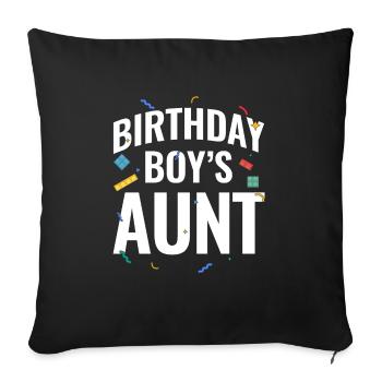 Blocs de construction de la tante du garçon d’anniversaire - Housse de coussin décorative 45 x 45 cm - noir - Devant