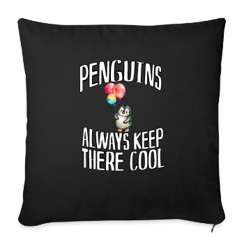 Balloon adventure with the penguin - Sofa pillowcase 17,3'' x 17,3'' (45 x 45 cm) - black - Front