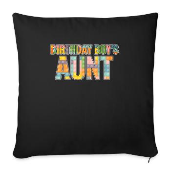 Blocs de construction de la tante du garçon d’anniversaire - Housse de coussin décorative 45 x 45 cm - noir - Devant