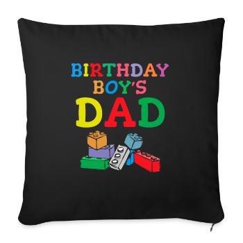 Father of birthday boy builds building blocks - Sofa pillowcase 17,3'' x 17,3'' (45 x 45 cm) - black - Front