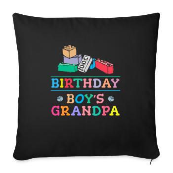 Birthday boy Grandpa building blocks - Sofa pillowcase 17,3'' x 17,3'' (45 x 45 cm) - black - Front