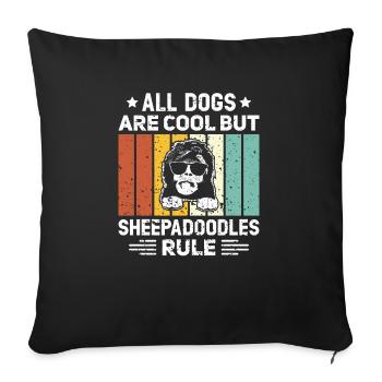 Sheepadoodle Doodle Dog - Housse de coussin décorative 45 x 45 cm - noir - Devant
