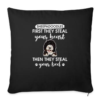 Sheepadoodle Doodle Dog - Housse de coussin décorative 45 x 45 cm - noir - Devant