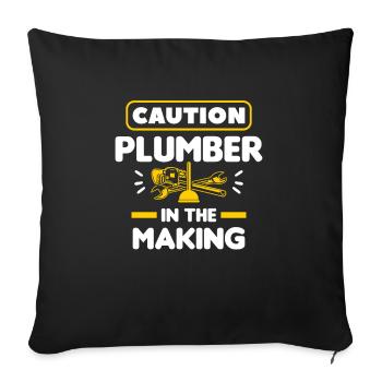 Caution Plumber In The Making Plumber Plumbers - Sofa pillowcase 17,3'' x 17,3'' (45 x 45 cm) - black - Front