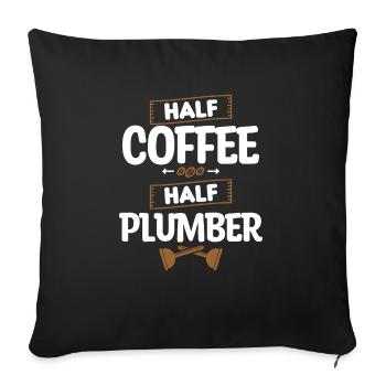 Moitié café moitié plombier plombier plombiers - Housse de coussin décorative 45 x 45 cm - noir - Devant