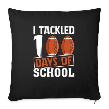 100 Days School Child Football Enrollment - Sofa pillowcase 17,3'' x 17,3'' (45 x 45 cm) - black - Front