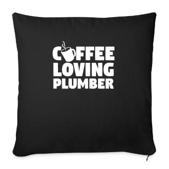 Plombier aimant le café plombier plombier plombiers - Housse de coussin décorative 45 x 45 cm - noir - Devant