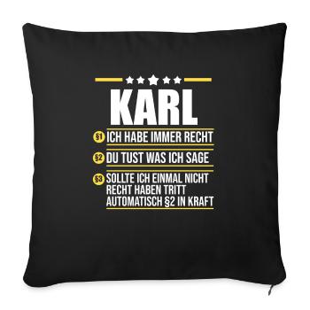 Vorname Name Karl - Sofakissenbezug 45 x 45 cm - Schwarz - Vorne