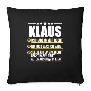 Klaus - Sofakissenbezug 45 x 45 cm - Schwarz - Vorne