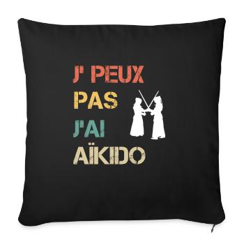 Je peux pas j'ai aïkido vintage drôle - Housse de coussin décorative 45 x 45 cm - noir - Devant