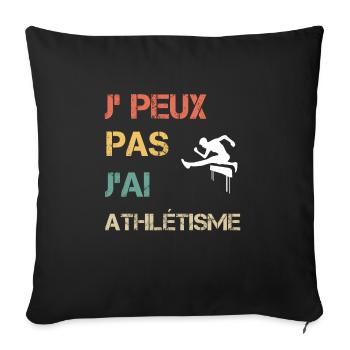 Je peux pas j'ai athlétisme vintage drôle - Housse de coussin décorative 45 x 45 cm - noir - Devant