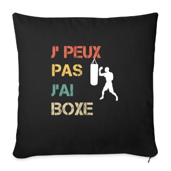 Je peux pas j'ai boxe vintage drôle - Housse de coussin décorative 45 x 45 cm - noir - Devant