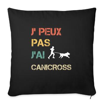 Je peux pas j'ai canicross vintage drôle - Housse de coussin décorative 45 x 45 cm - noir - Devant