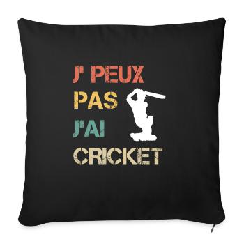 Je peux pas j'ai cricket vintage drôle - Housse de coussin décorative 45 x 45 cm - noir - Devant