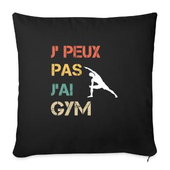 Je peux pas j'ai gym vintage drôle - Housse de coussin décorative 45 x 45 cm - noir - Devant