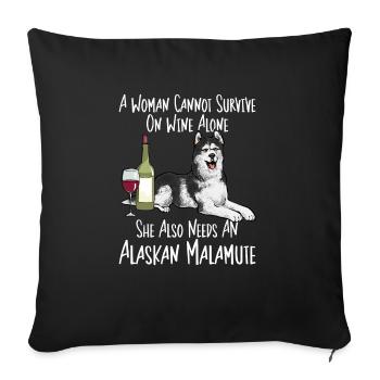 Alaskan Malamute Hund - Sofakissenbezug 45 x 45 cm - Schwarz - Vorne
