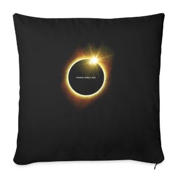 Total Solar Eclipse - Monday April 8 2024 - Sofa pillowcase 17,3'' x 17,3'' (45 x 45 cm) - black - Front