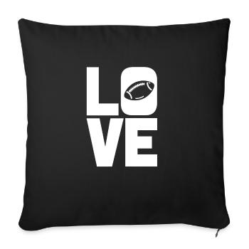J’adore le football américain et le rugby - Housse de coussin décorative 45 x 45 cm - noir - Devant