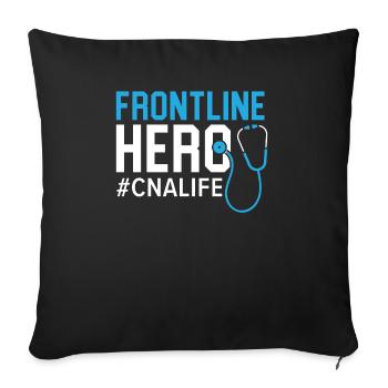 Héroïne de première ligne Aide-infirmière à vie de l’AIIC - Housse de coussin décorative 45 x 45 cm - noir - Devant