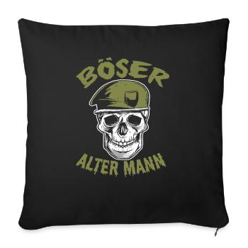 Böser Alter Mann Totenkopf Camouflage Opa - Sofakissenbezug 45 x 45 cm - Schwarz - Vorne