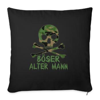 Böser Alter Mann Totenkopf Camouflage Tarn Farbe - Sofakissenbezug 45 x 45 cm - Schwarz - Vorne