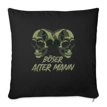 Totenkopf Böser Alter Mann Spruch Camouflage - Sofakissenbezug 45 x 45 cm - Schwarz - Vorne