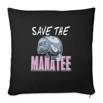 Save The Manatee Retro Animal Lover Wildlife - Sofakissenbezug 45 x 45 cm - Schwarz - Vorne