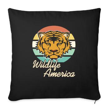 Wildlife America Retro Tiger Animal Lover Designs - Sofakissenbezug 45 x 45 cm - Schwarz - Vorne