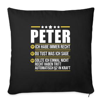 Peter - Sofakissenbezug 45 x 45 cm - Schwarz - Vorne