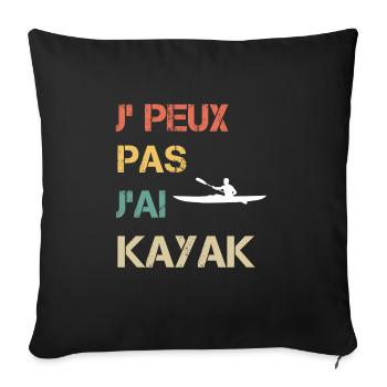 Je peux pas j'ai kayak vintage drôle - Housse de coussin décorative 45 x 45 cm - noir - Devant