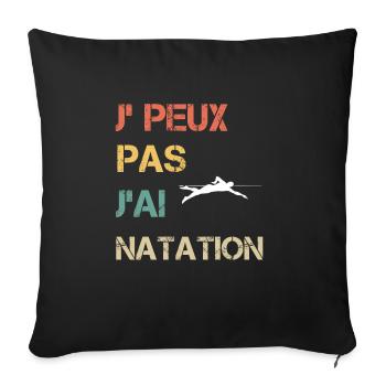 Je peux pas j'ai natation vintage drôle - Housse de coussin décorative 45 x 45 cm - noir - Devant