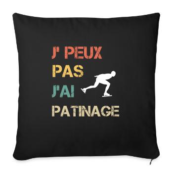Je peux pas j'ai patinage vintage drôle - Housse de coussin décorative 45 x 45 cm - noir - Devant