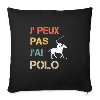 Je peux pas j'ai polo vintage drôle - Housse de coussin décorative 45 x 45 cm - noir - Devant
