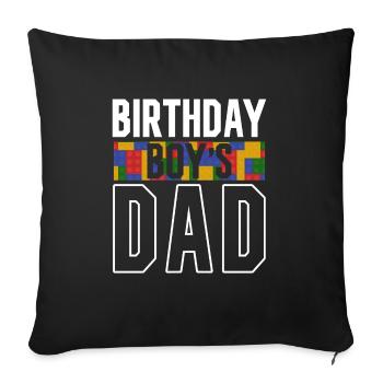 Le père d’un garçon d’anniversaire construit des blocs de construction - Housse de coussin décorative 45 x 45 cm - noir - Devant