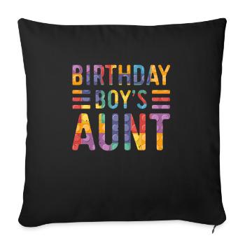 Blocs de construction de la tante du garçon d’anniversaire - Housse de coussin décorative 45 x 45 cm - noir - Devant