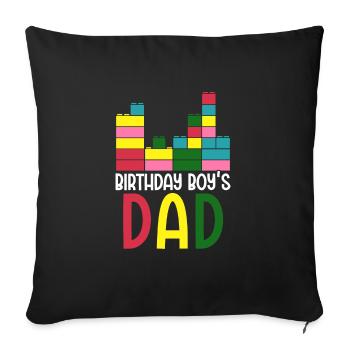 Le père d’un garçon d’anniversaire construit des blocs de construction - Housse de coussin décorative 45 x 45 cm - noir - Devant
