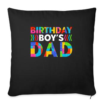 Le père d’un garçon d’anniversaire construit des blocs de construction - Housse de coussin décorative 45 x 45 cm - noir - Devant