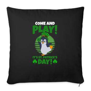 Cute Penguin Shamrocks Saint Patrick's Day Penguin - Sofa pillowcase 17,3'' x 17,3'' (45 x 45 cm) - black - Front