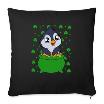 Cute Penguin Shamrocks Saint Patrick's Day Penguin - Sofa pillowcase 17,3'' x 17,3'' (45 x 45 cm) - black - Front